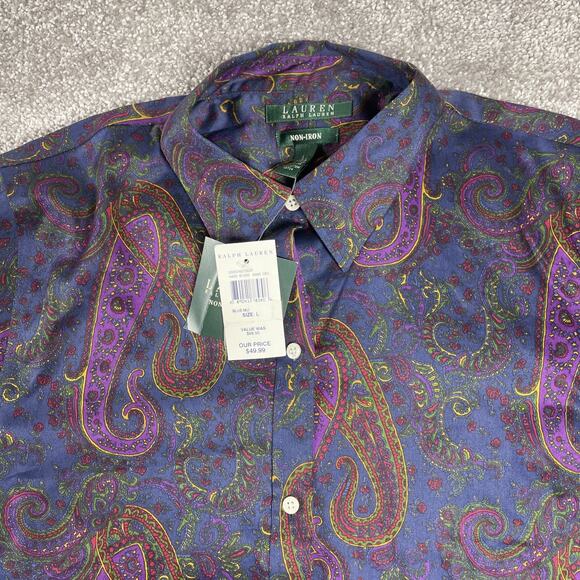 Lauren Ralph Lauren Tops - Lauren Ralph Lauren Button Up Blouse Womens Large Paisley Non Iron NWT